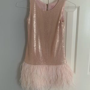 Zoe LTD Girls sequined & feathered party dress